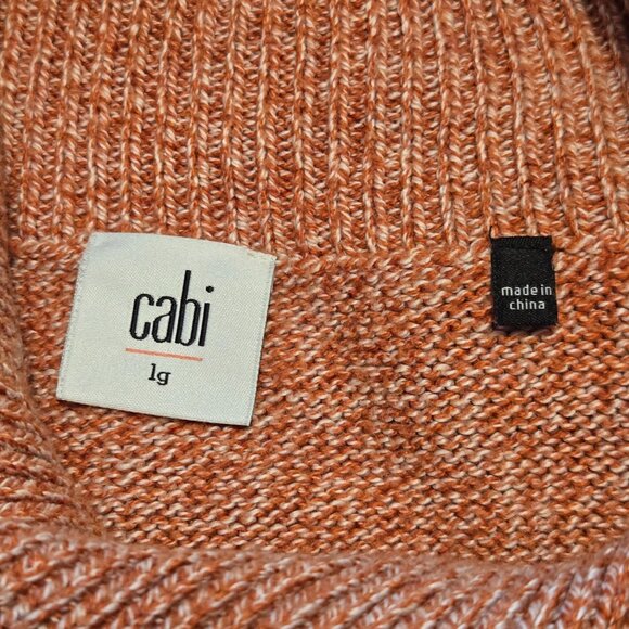 CAbi Foldover Pullover Split Mock Neck Sweater "Turmeric Fleck" Style3011 Size L - Picture 3 of 4